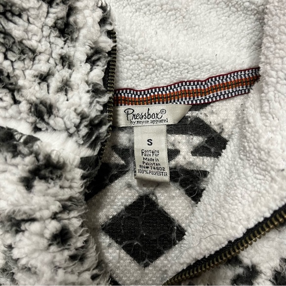 NYU Deep Pile Fleece Pullover S Logo Crest Black White New York University Aztec - Picture 4 of 5